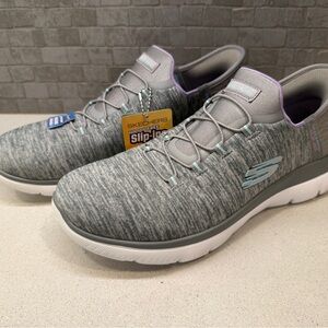 Skechers Gray Knit Slip-On Sneakers